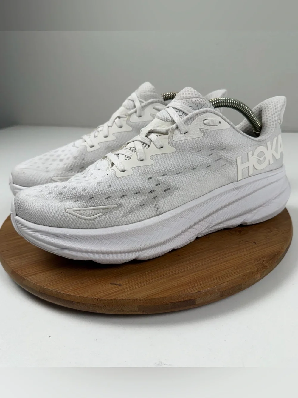Hoka Clifton 9 All-White Cushioned Running Shoes